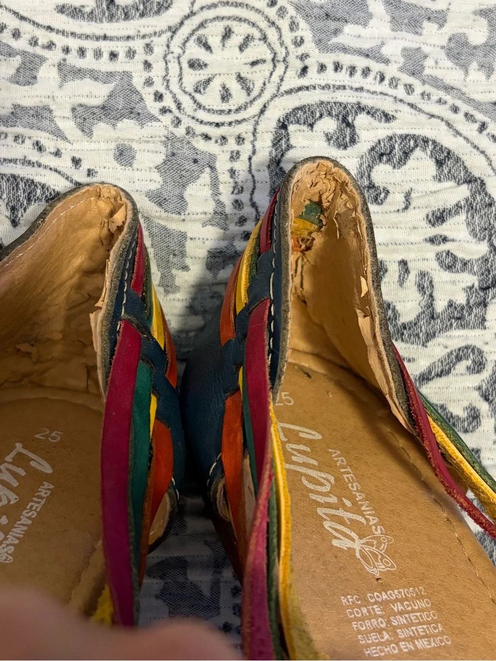 Multicolor Lupita Woven Leather Huarache Flats - Women 8 - Picture 6 of 6